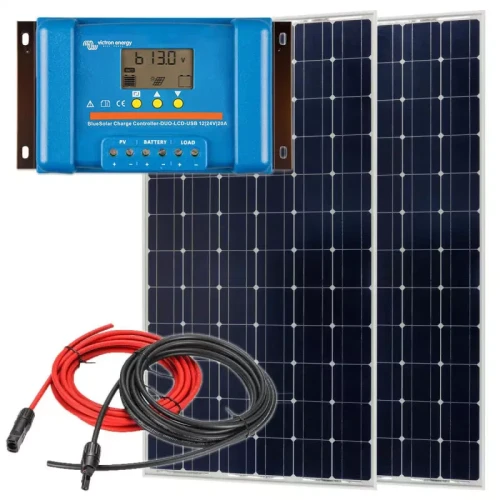Panel słoneczny 2x185W z regulatorem ładowania 20A LCD